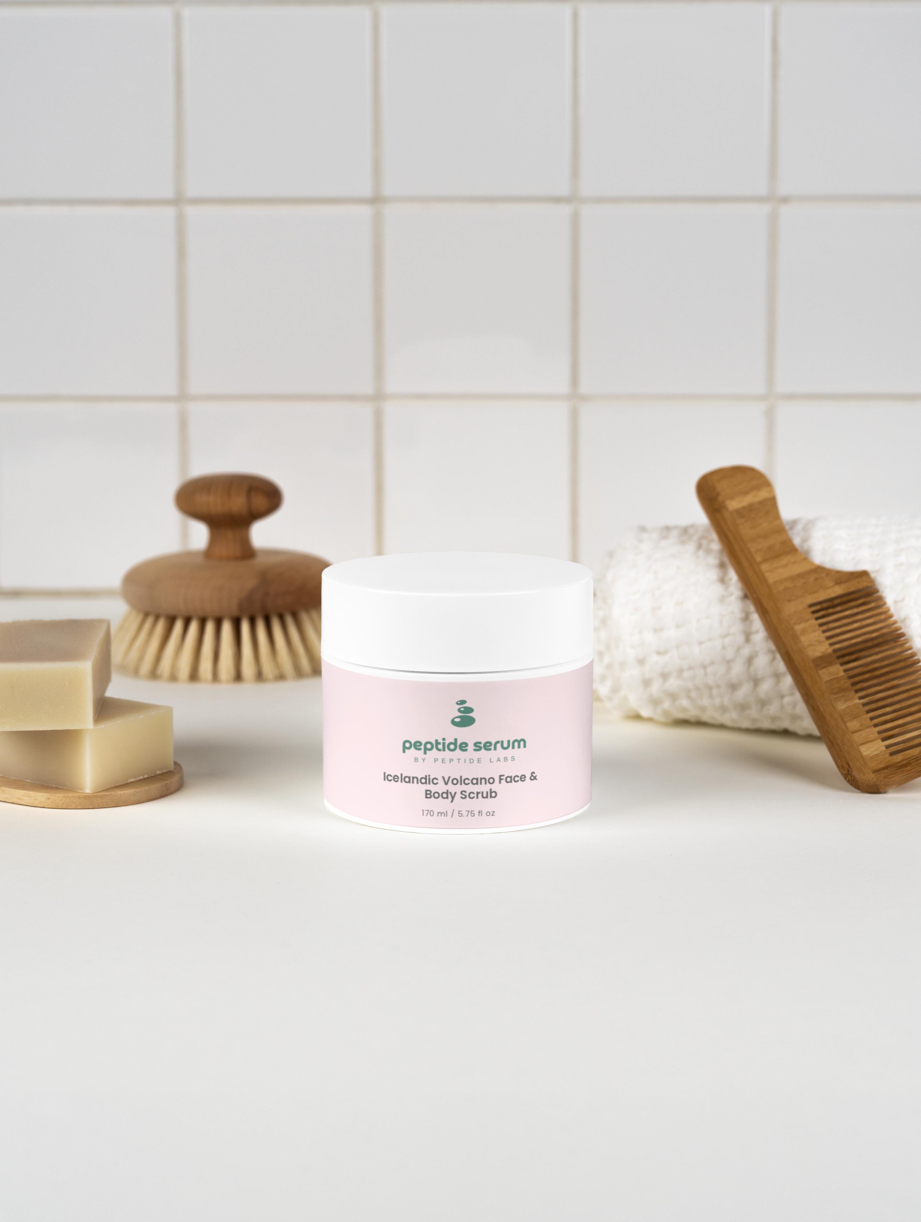 Body and Face Scrub – exfoliation with volcanic sand for glow, smooth skin & deep cleansing